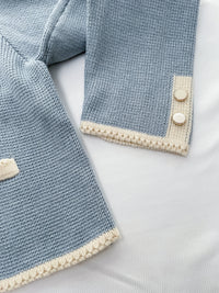 COCO Cardigan 拼色設計鏡面鈕扣外套或上衣/ CD8151