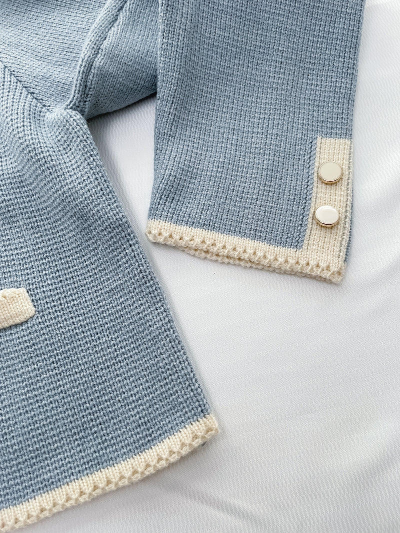 COCO Cardigan 拼色設計鏡面鈕扣外套或上衣/ CD8151