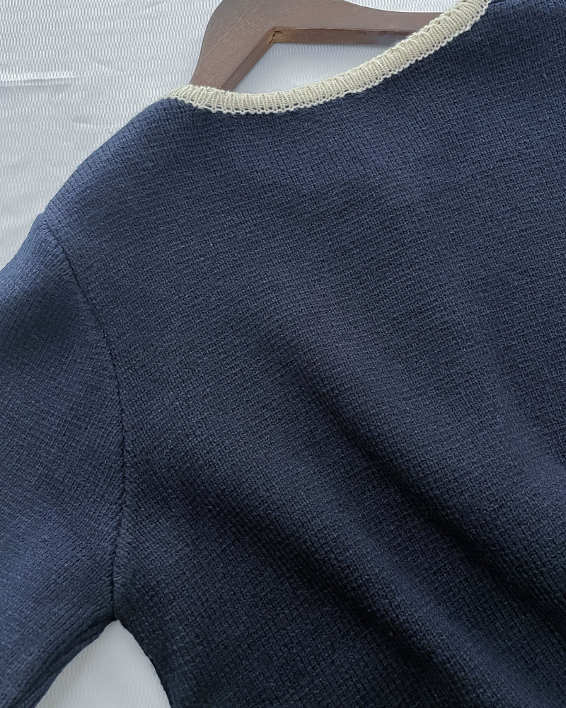 COCO Cardigan 拼色設計鏡面鈕扣外套或上衣/ CD8151