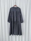 French Stripe Dress 全裡布藍灰色法式直紋綁帶連身裙/ DS1018 (韓國已停售)