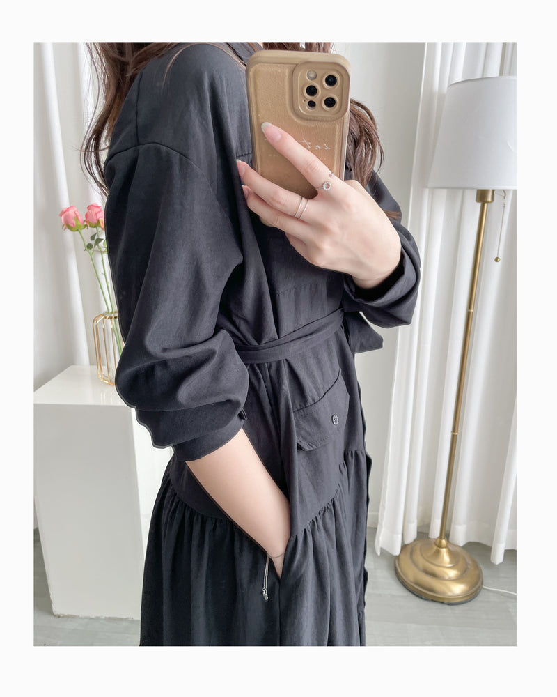 Charlotte Dress 一物兩用可綁腰口袋恤衫裙/ DS1019 (pre-order 11月24截單)