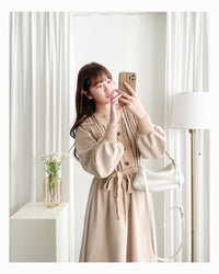 Vest Dress 精緻仿鈕扣條紋背心假兩件連身裙/ DS1026 (pre-order 11月24截單)