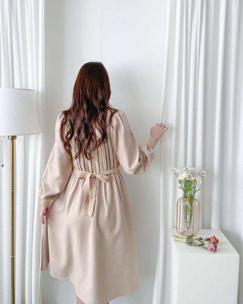 Vest Dress 精緻仿鈕扣條紋背心假兩件連身裙/ DS1026 (pre-order 11月24截單)