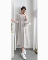 Vest Dress 可拆式腰帶中車線平領吊帶連身裙/ DS1017 (pre-order ivory 11月24截單)