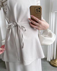 Vest Dress 可拆式腰帶中車線平領吊帶連身裙/ DS1017 (pre-order ivory 11月24截單)