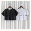 Hollow 幾何織紋排鈕扣百搭微短, Top or Outer/ TP8878 （black sold out)