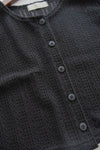 Hollow 幾何織紋排鈕扣百搭微短, Top or Outer/ TP8878 （black sold out)