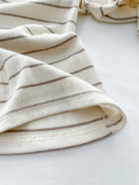 Floral Stripe Top 法式橫條紋花形小洞舒適上衣/ TP9190