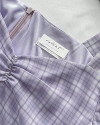 Lavender Check Dress 薰衣草方領格紋顯腰連身裙/ DS1020