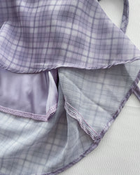 Lavender Check Dress 薰衣草方領格紋顯腰連身裙/ DS1020