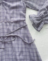 Lavender Check Dress 薰衣草方領格紋顯腰連身裙/ DS1020