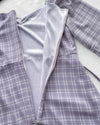 Lavender Check Dress 薰衣草方領格紋顯腰連身裙/ DS1020