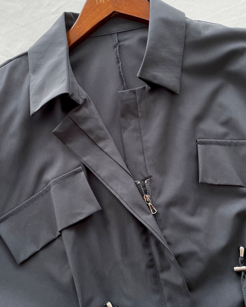 Zipping Dress 無肩線全拉鍊束腰連身裙或外套/ DS1022