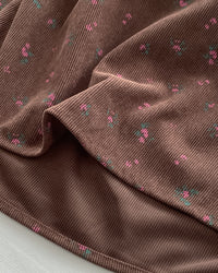 Floral Dress 燈芯絨印花顯腿長弧腰連身裙/ DS1024 (pre-order 11月24截單)