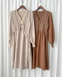 Vest Dress 精緻仿鈕扣條紋背心假兩件連身裙/ DS1026 (pre-order 11月24截單)