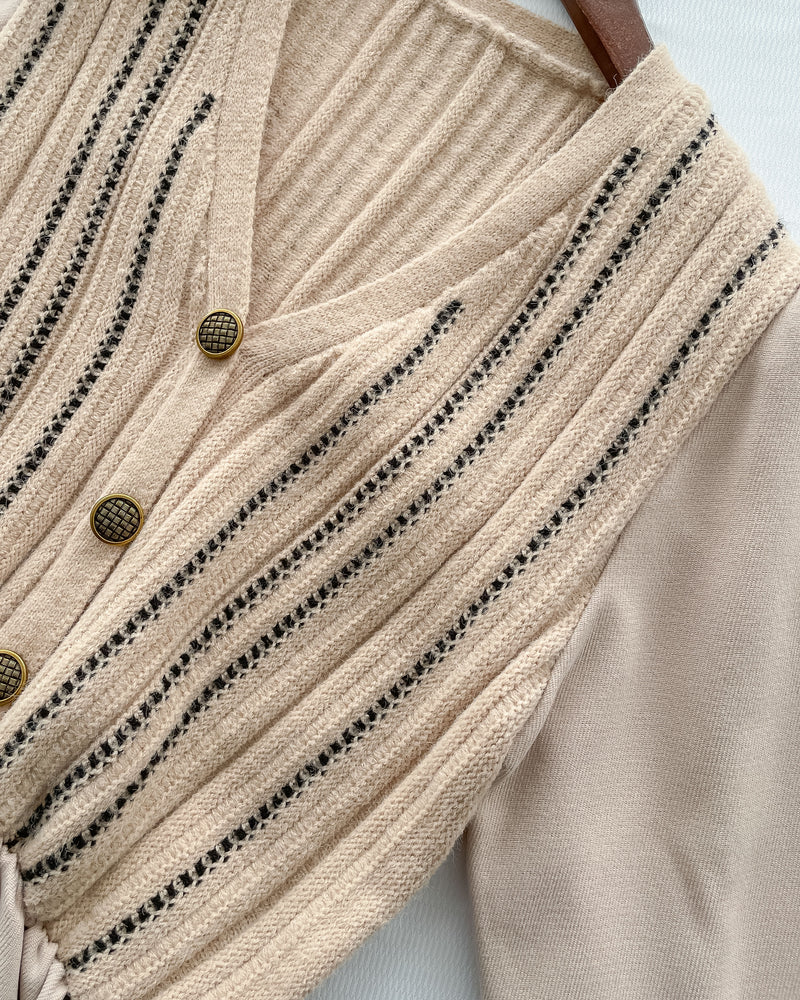 Vest Dress 精緻仿鈕扣條紋背心假兩件連身裙/ DS1026 (pre-order 11月24截單)