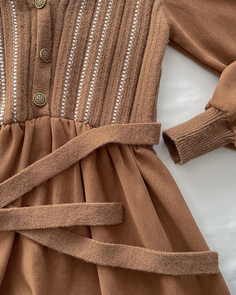 Vest Dress 精緻仿鈕扣條紋背心假兩件連身裙/ DS1026 (pre-order 11月24截單)