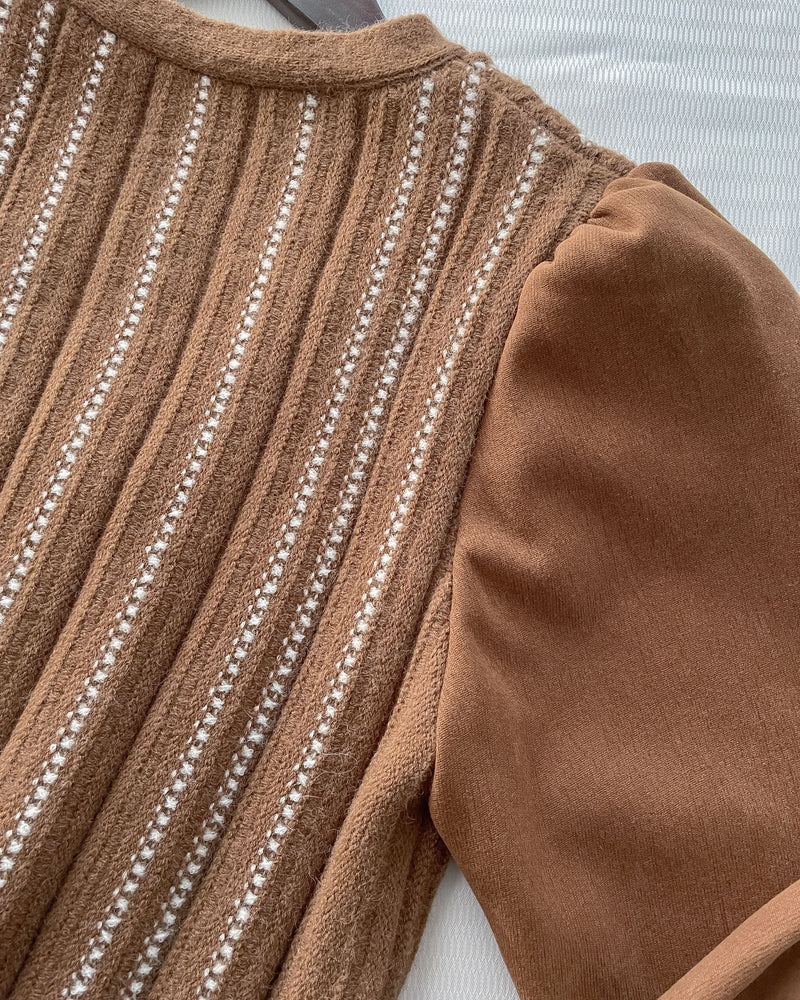 Vest Dress 精緻仿鈕扣條紋背心假兩件連身裙/ DS1026 (pre-order 11月24截單)