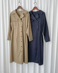 Trench Coat Dress 彈性束腰顯鎖骨風衣或連身裙/ DS1023 (pre-order navy 11月24截單)