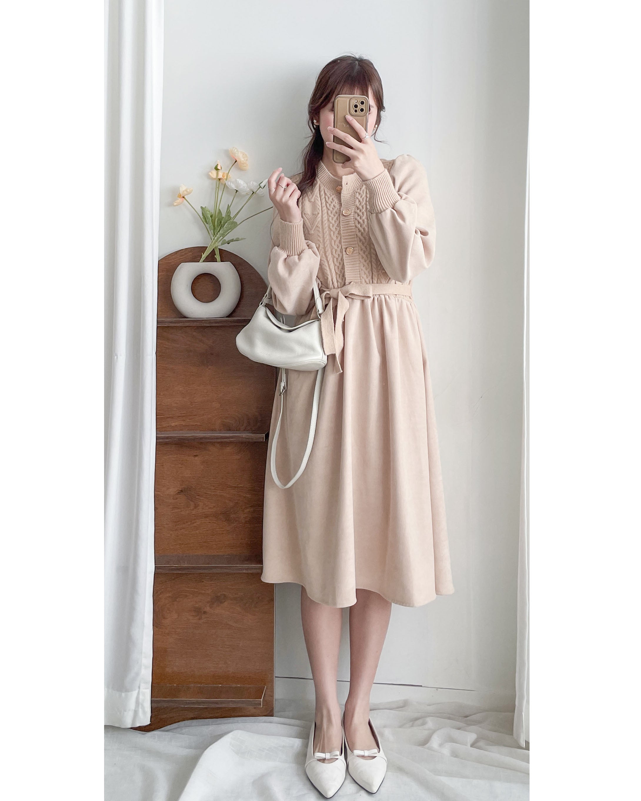 Braid Dress 麻花紋針織背心假兩件連身裙/ DS1025