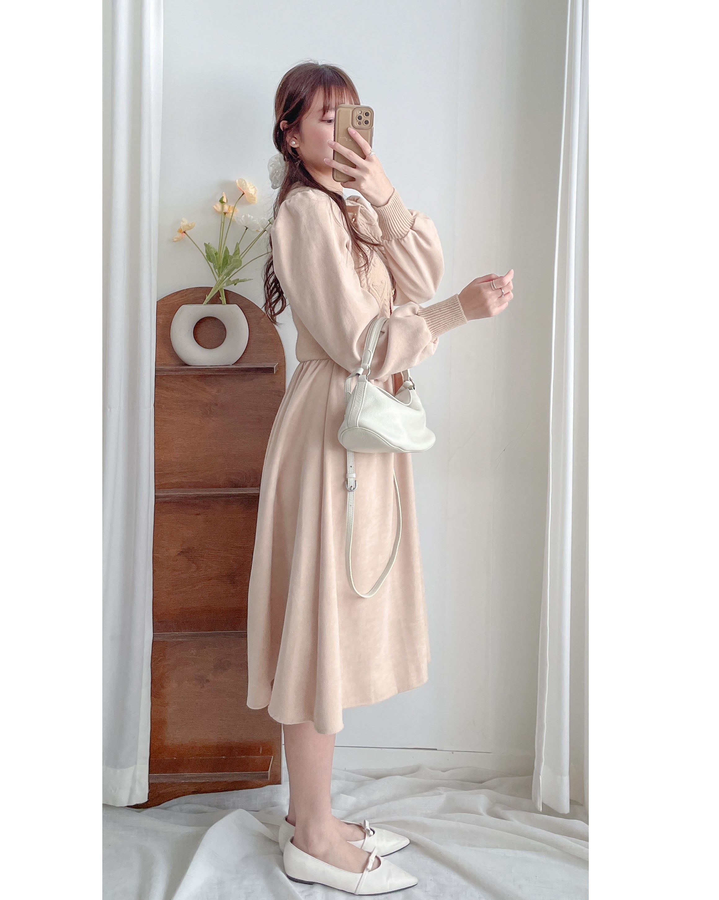 Braid Dress 麻花紋針織背心假兩件連身裙/ DS1025