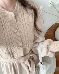 Braid Dress 麻花紋針織背心假兩件連身裙/ DS1025