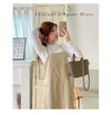 Casual Elegant Vest Dress 輕盈隨性感杏色仿皮吊帶裙/ DS9756