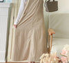 Casual Elegant Vest Dress 輕盈隨性感杏色仿皮吊帶裙/ DS9756