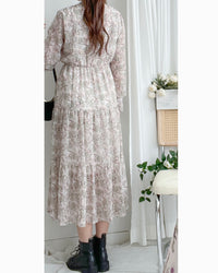 Floral Dress 雪紡碎花領口綁帶連身裙 / DS1028