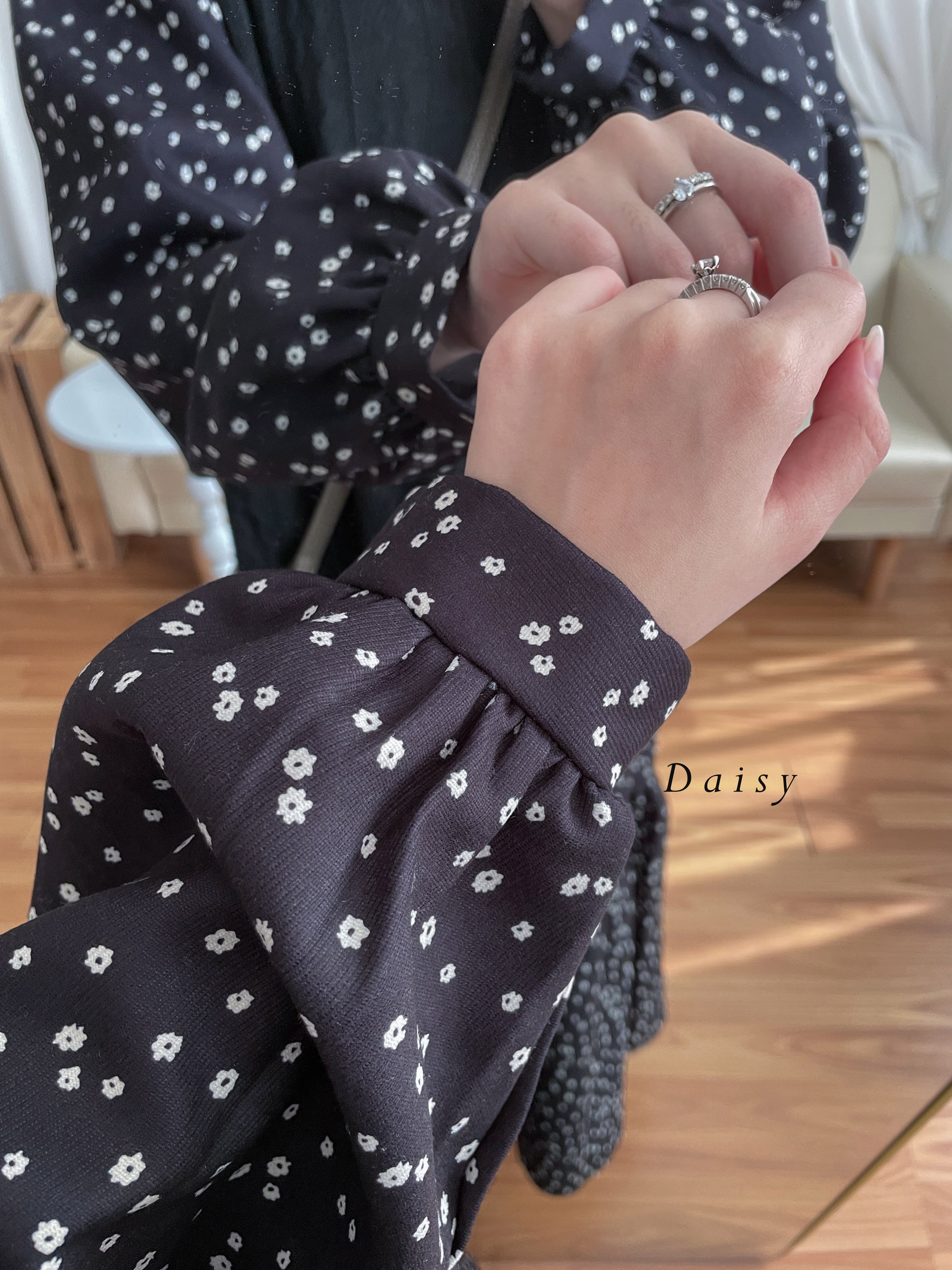 【現貨限量回歸 】Daisy Dress 拼針織背心Daisy印花傘連身裙/ DS9765