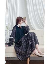 【現貨限量回歸 】Daisy Dress 拼針織背心Daisy印花傘連身裙/ DS9765