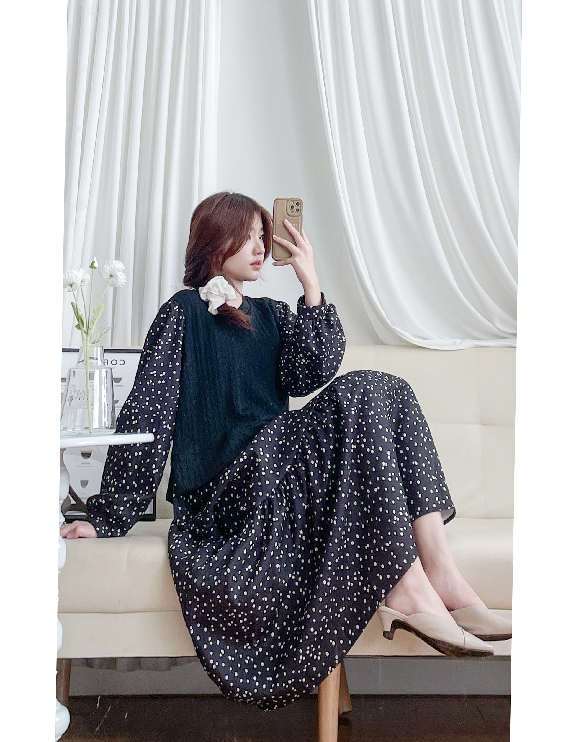 【現貨限量回歸 】Daisy Dress 拼針織背心Daisy印花傘連身裙/ DS9765