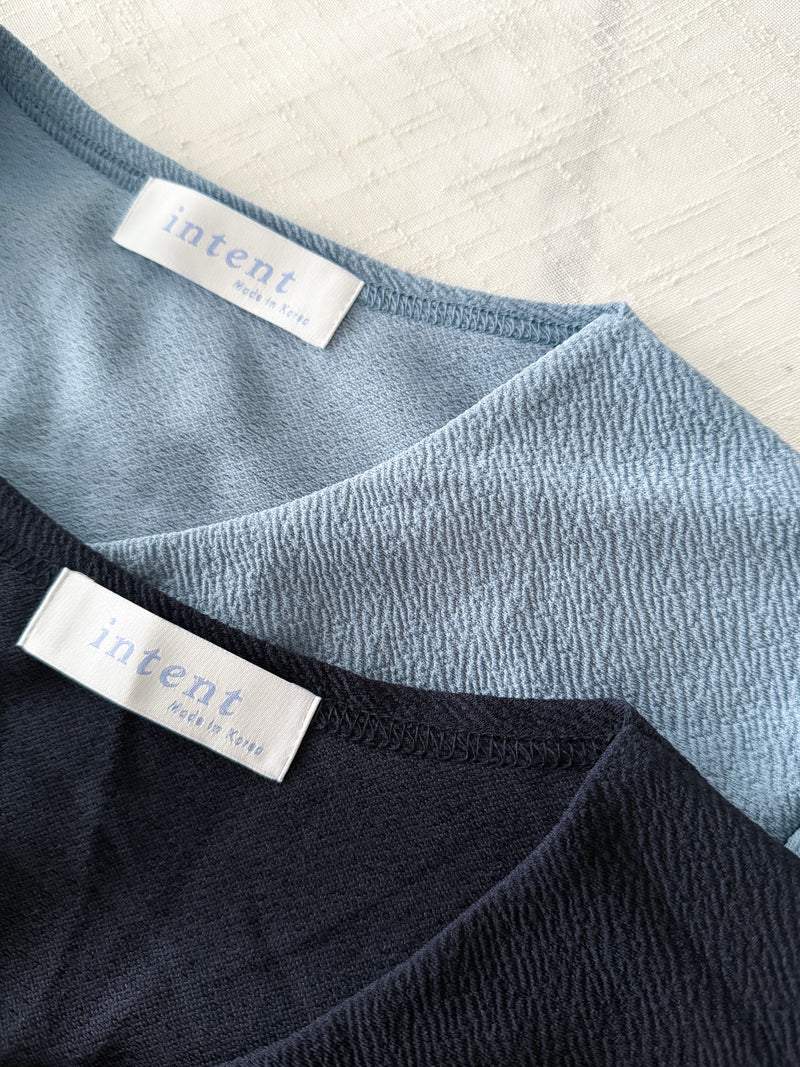 【Intent x Korea label 每日穿著顯瘦款】圓V領防皺束腰顯瘦連身裙, Dress/ DS9522 （navy sold out)