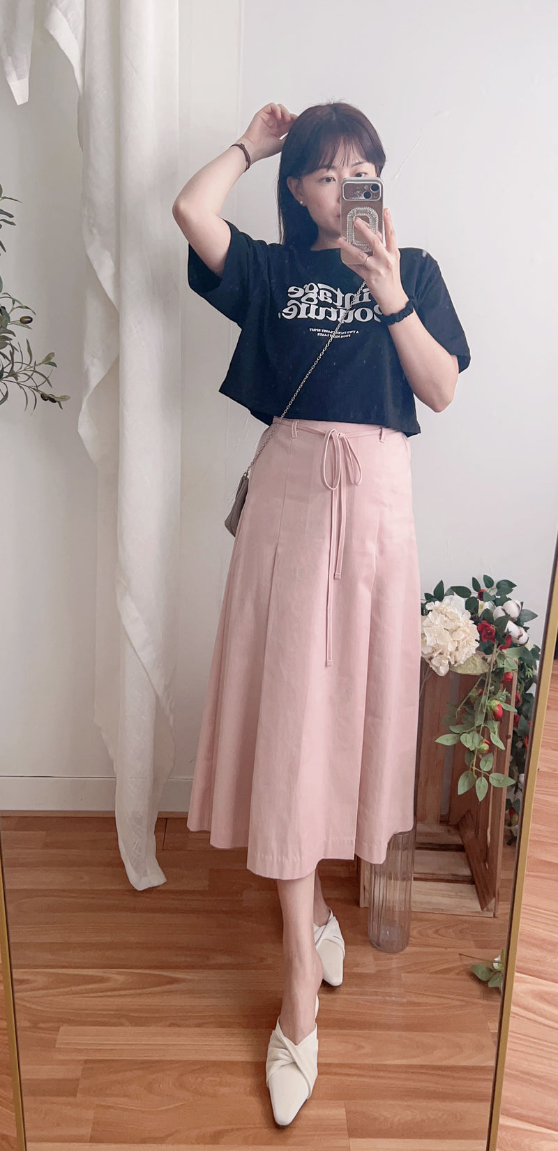 Denim Style 後橡筋前蝴蝶裝飾牛仔棉半裙, Dress/ SK8834 (pink sold out)