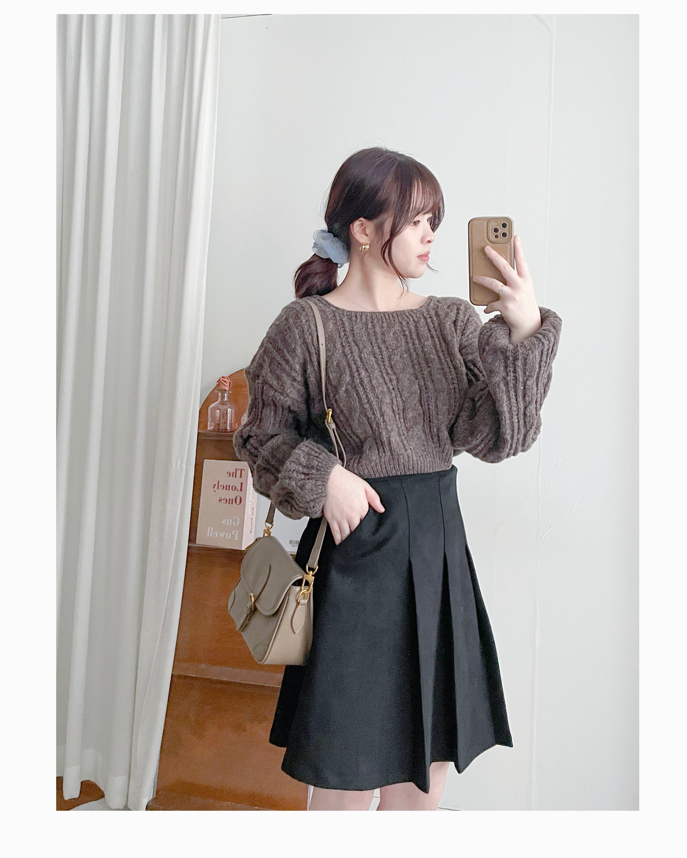 Pleated Skirt 顯瘦A形立體打褶口袋半裙 / SK8923