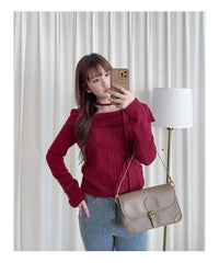 Off Collar Top 領口設計側車褶上衣/ TP9202