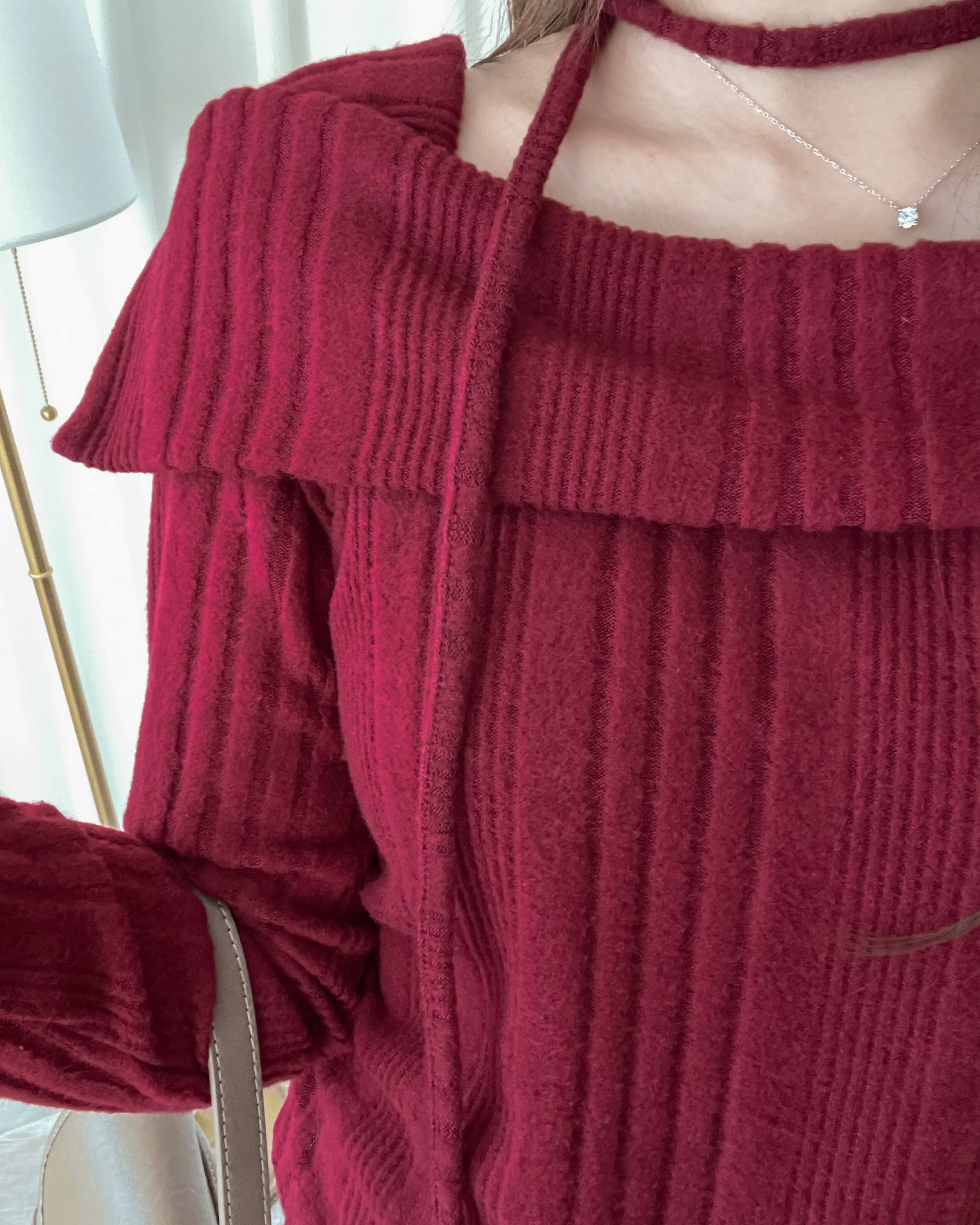 Off Collar Top 領口設計側車褶上衣/ TP9202