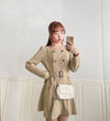 Trench 方領風衣雙排鈕雲石腰帶連身裙, Dress/ DS9333 （navy sold out)