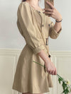 Trench 方領風衣雙排鈕雲石腰帶連身裙, Dress/ DS9333 （navy sold out)