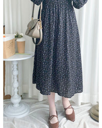 French Floral Button Dress 法式V領單色印花顯瘦腰封連身裙/ DS1060 (White Soldout)