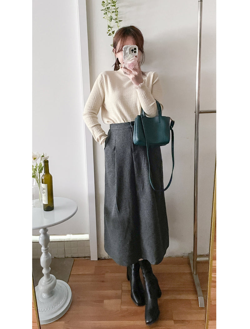 （非常百搭顯瘦) Sophia Skirt 挺身顯瘦厚綿微傘口袋百搭裙/ SK8853