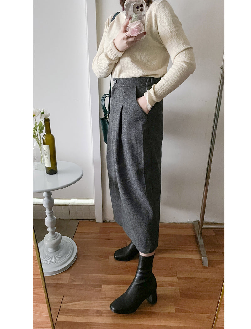 （非常百搭顯瘦) Sophia Skirt 挺身顯瘦厚綿微傘口袋百搭裙/ SK8853