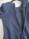 ! 熱賣款式 限量現貨 ✨Square Collar Dress 紫藍色方領口左右帶子修腰連身裙/ DS9747