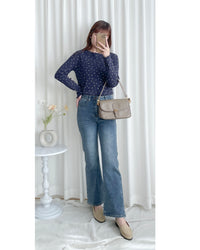 Waffle Floral Top 碎花暗格木耳邊上衣 / TP9204 (pre-order navy 1月25截單)