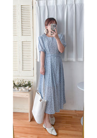 【現貨限量回歸】Tulip Dress 鬱金香印花晴空淺藍夏日連身裙/ DS9929