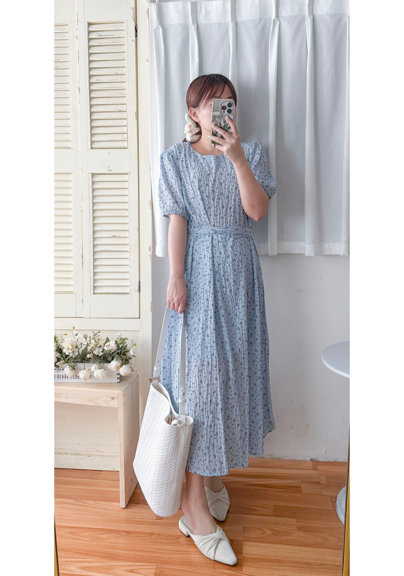 【現貨限量回歸】Tulip Dress 鬱金香印花晴空淺藍夏日連身裙/ DS9929