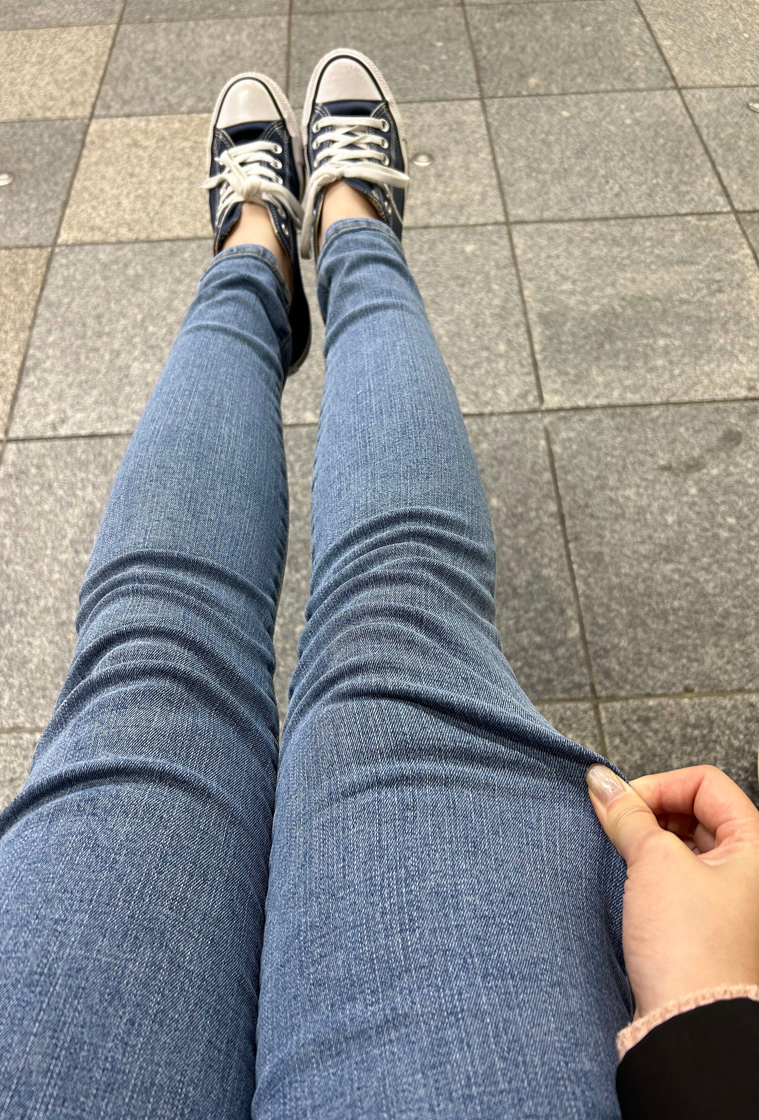 Light Rosy 淺藍色全彈性修腳形鉛筆褲, Jeans/ PT8380 (pre-order M)