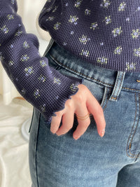 Waffle Floral Top 碎花暗格木耳邊上衣 / TP9204 (pre-order navy 1月25截單)