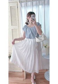 Ribbon Flowing Dress 微光澤輕盈飄逸絲帶裙/ SK8897 (black/white sold out)