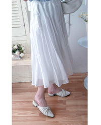 Ribbon Flowing Dress 微光澤輕盈飄逸絲帶裙/ SK8897 (black/white sold out)